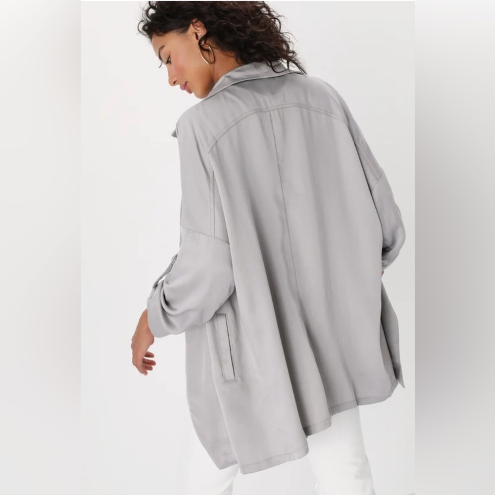 Lulu's Lucky Break Light Grey Oversized Jacket - Picture 4 of 8